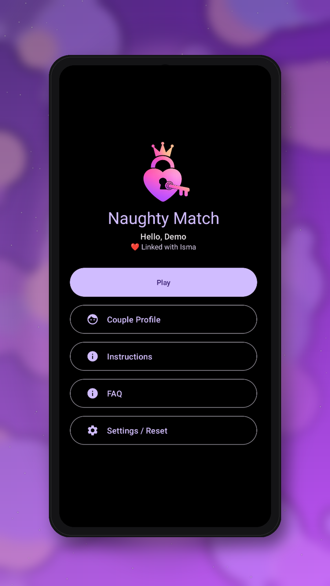 Naughty Match - Couples Game - Main product screenshot demonstrating key features and user interface