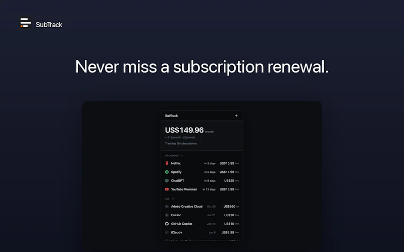 SubTrack screenshot 2