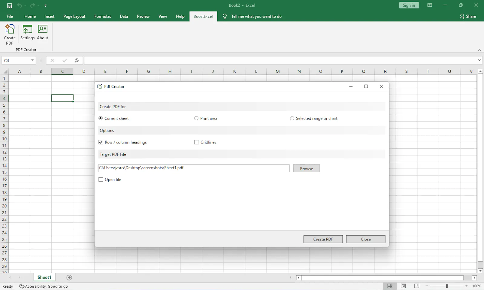 PDF Creator for Excel screenshot 2
