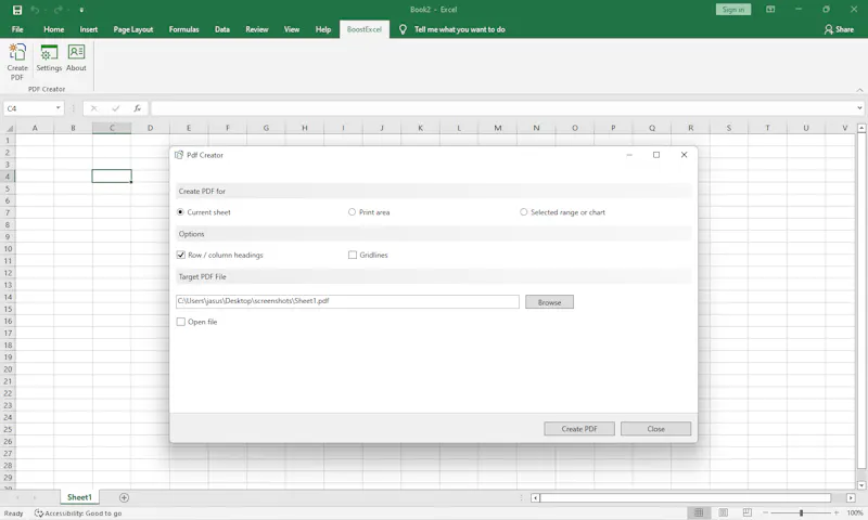PDF Creator for Excel screenshot 2