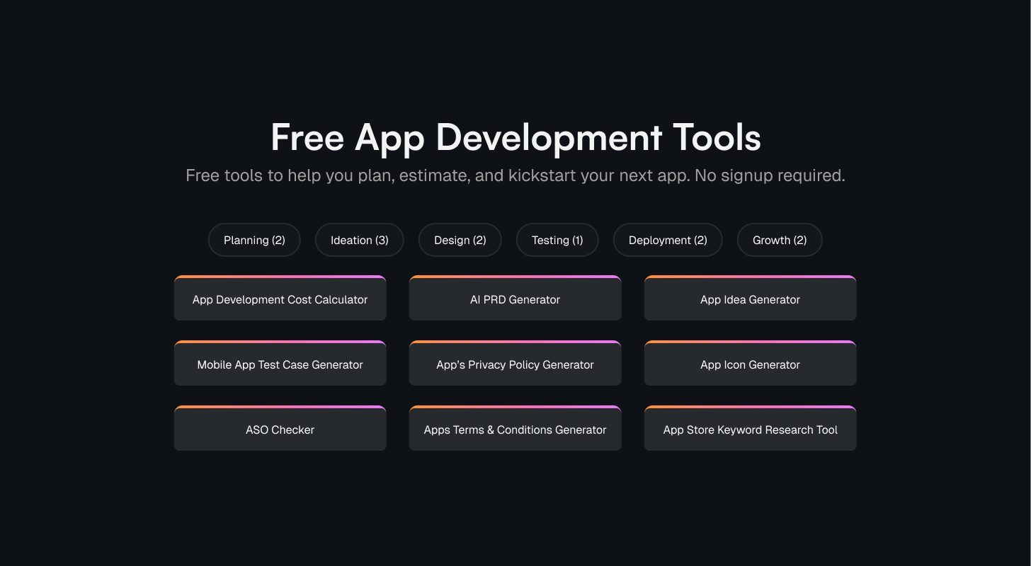 RapidNative free tools gallery image