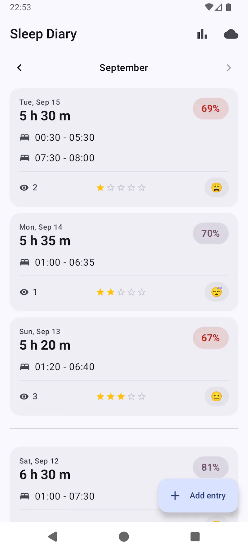 Sleep Diary screenshot 1