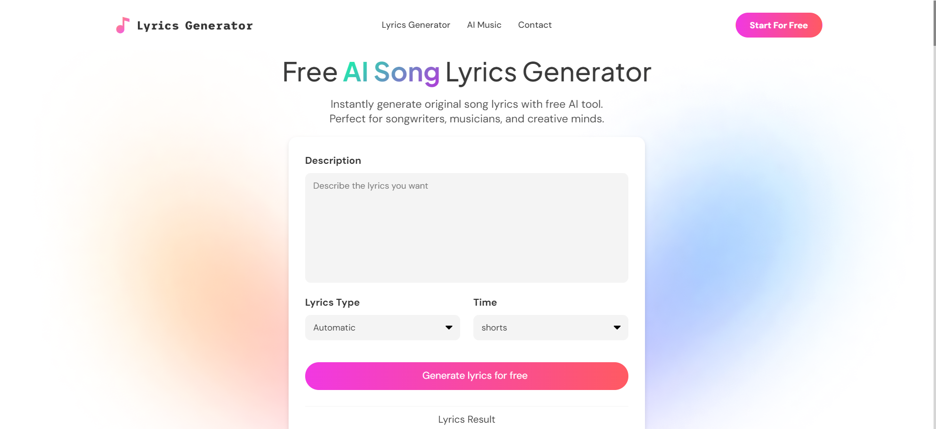 AI Lyrics Generator gallery image
