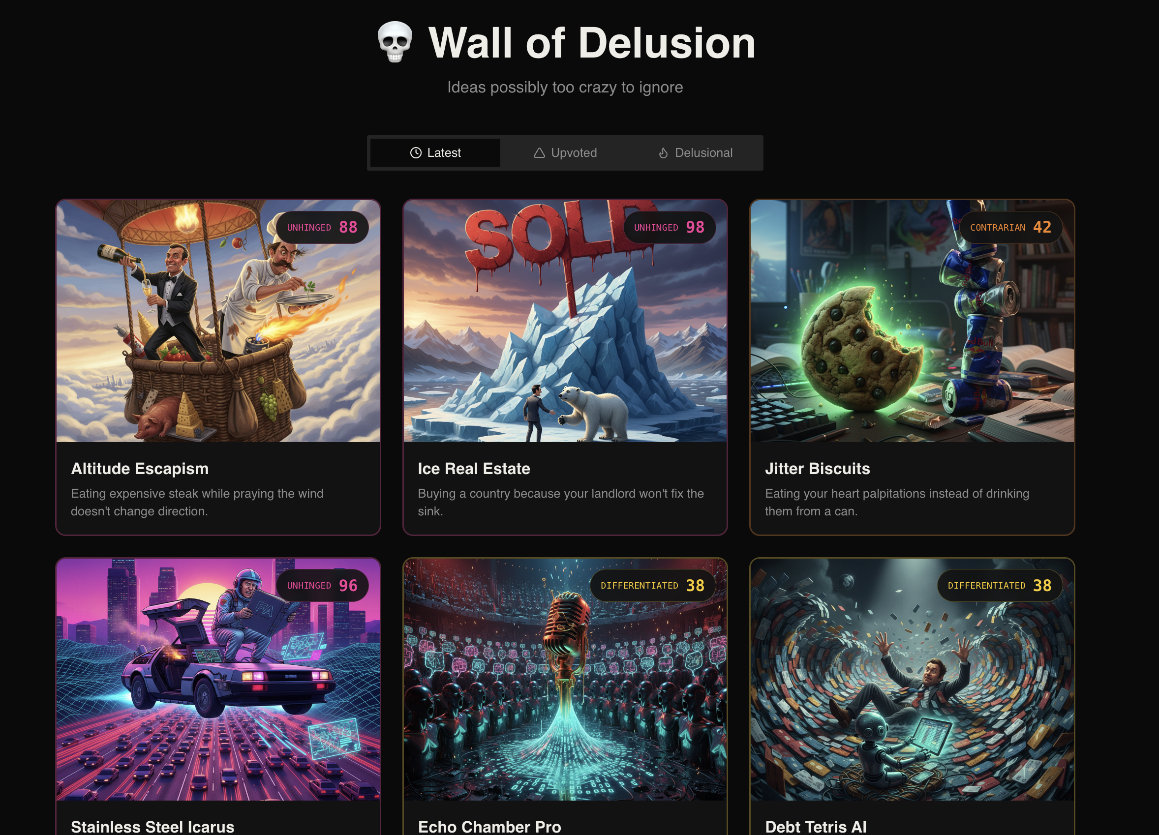 DelusionalAF - Main product screenshot demonstrating key features and user interface
