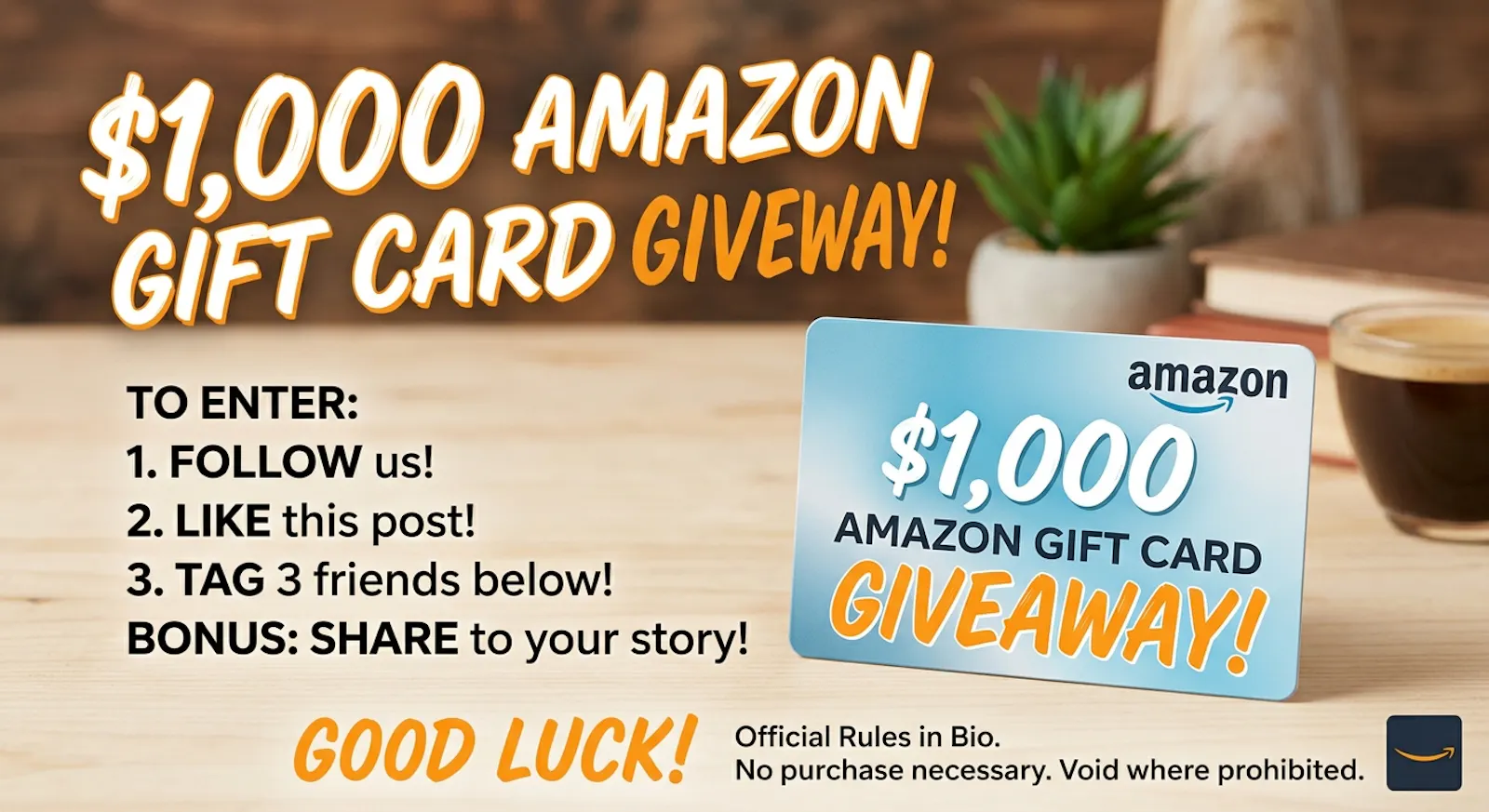 Amazon $1,000 Gift Card Giveaway screenshot 1