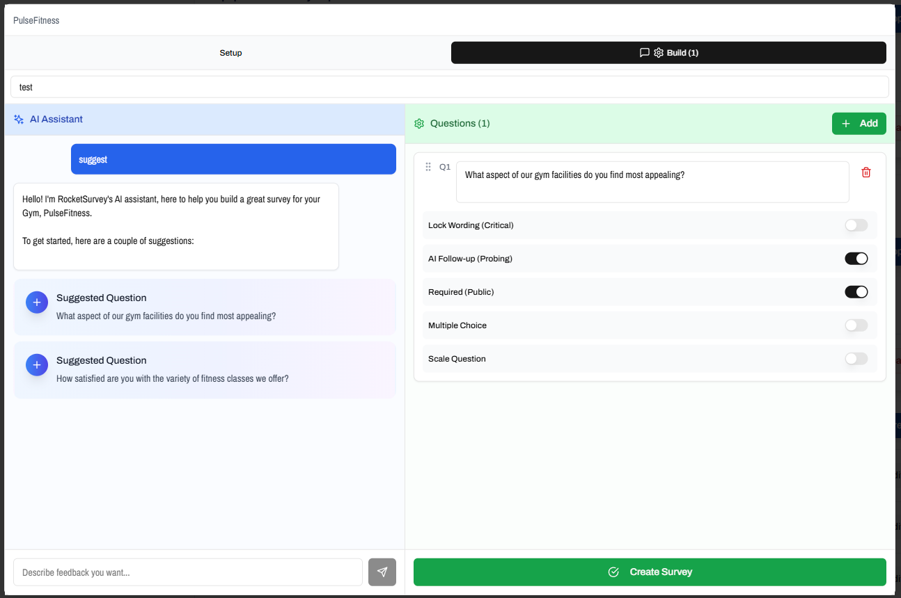 RocketSurvey - Screenshot 2 showing product features and functionality
