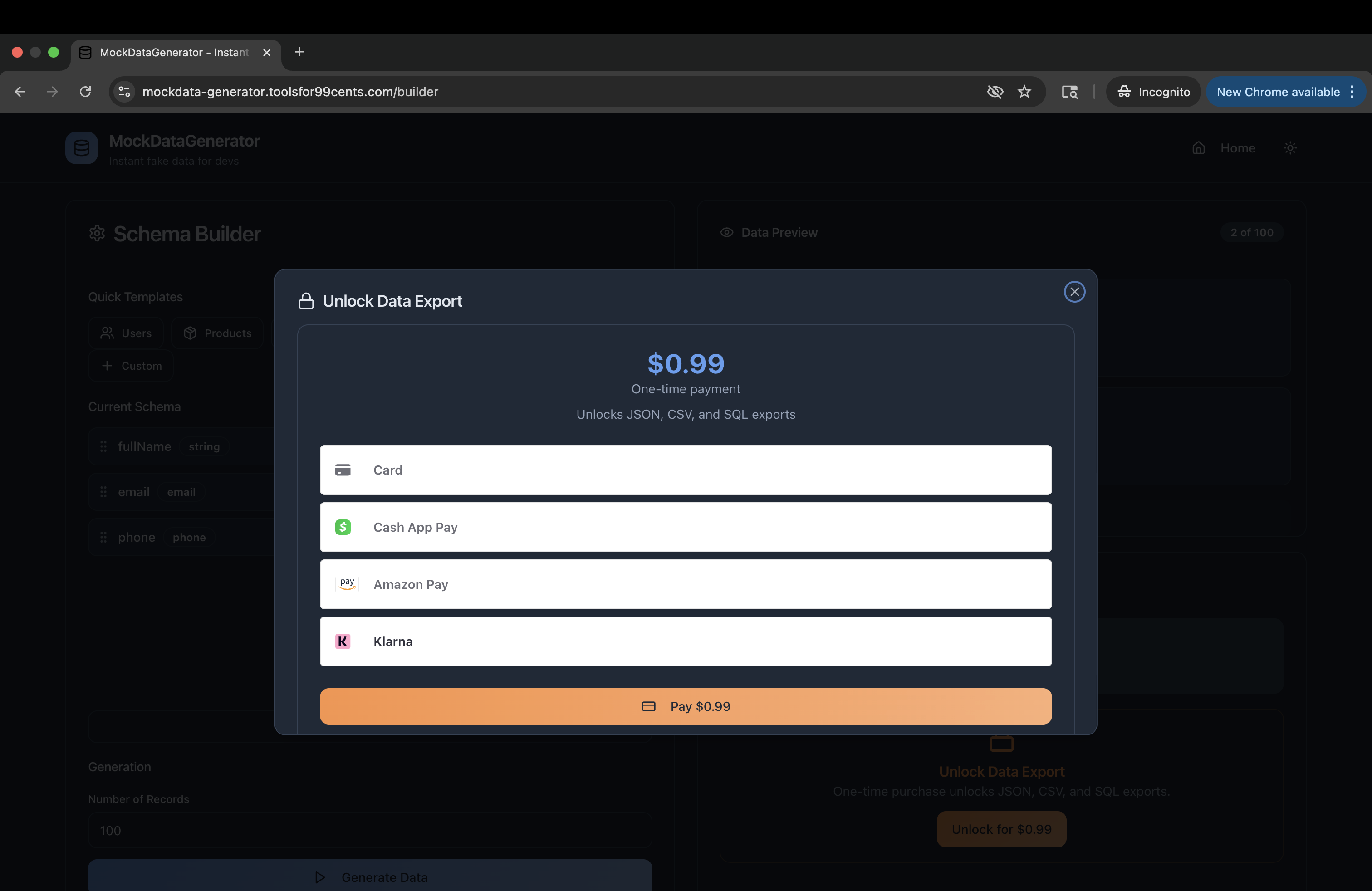 Média Mockdatagenerator - Mockdata en 10 secondes.99 ¢ / Export.Insert JSON / CSV / SQL 3