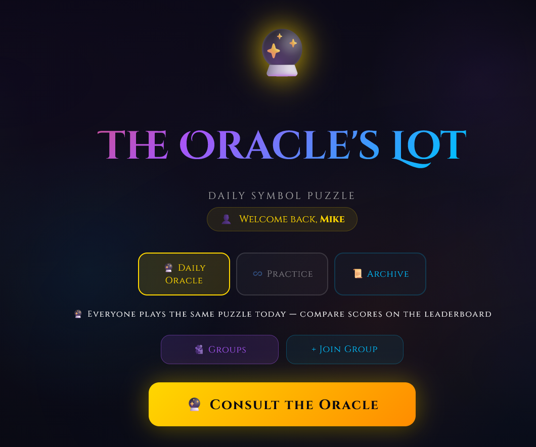 The Oracle's Lot - Product Hunt launch logo and brand identity