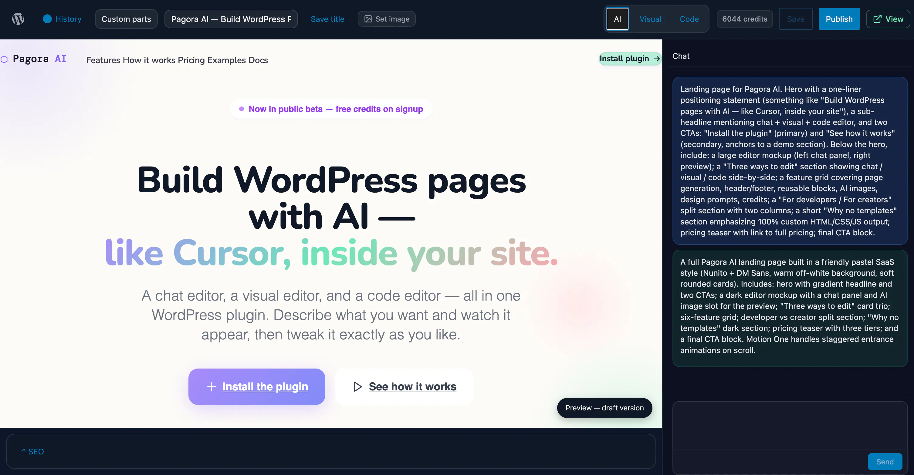 Pagora AI - Wordpress plugin gallery image
