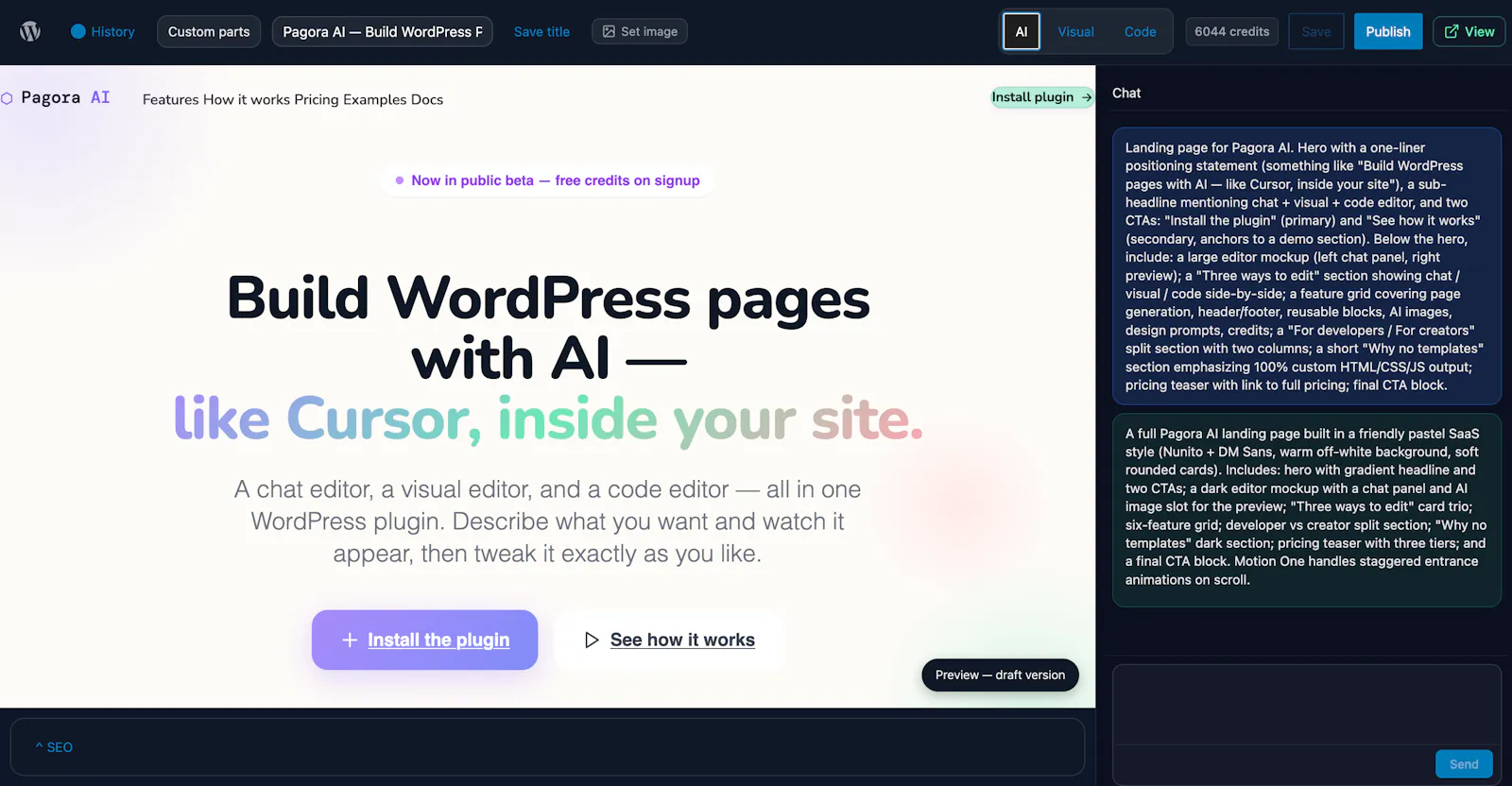 Pagora AI - Wordpress plugin screenshot 2