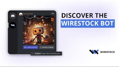 Wirestock Discord 机器人界面展示了 Adob​​e Stock 和 Freepik 上的 AI 艺术品交易。