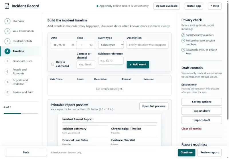 Incident Record screenshot 2