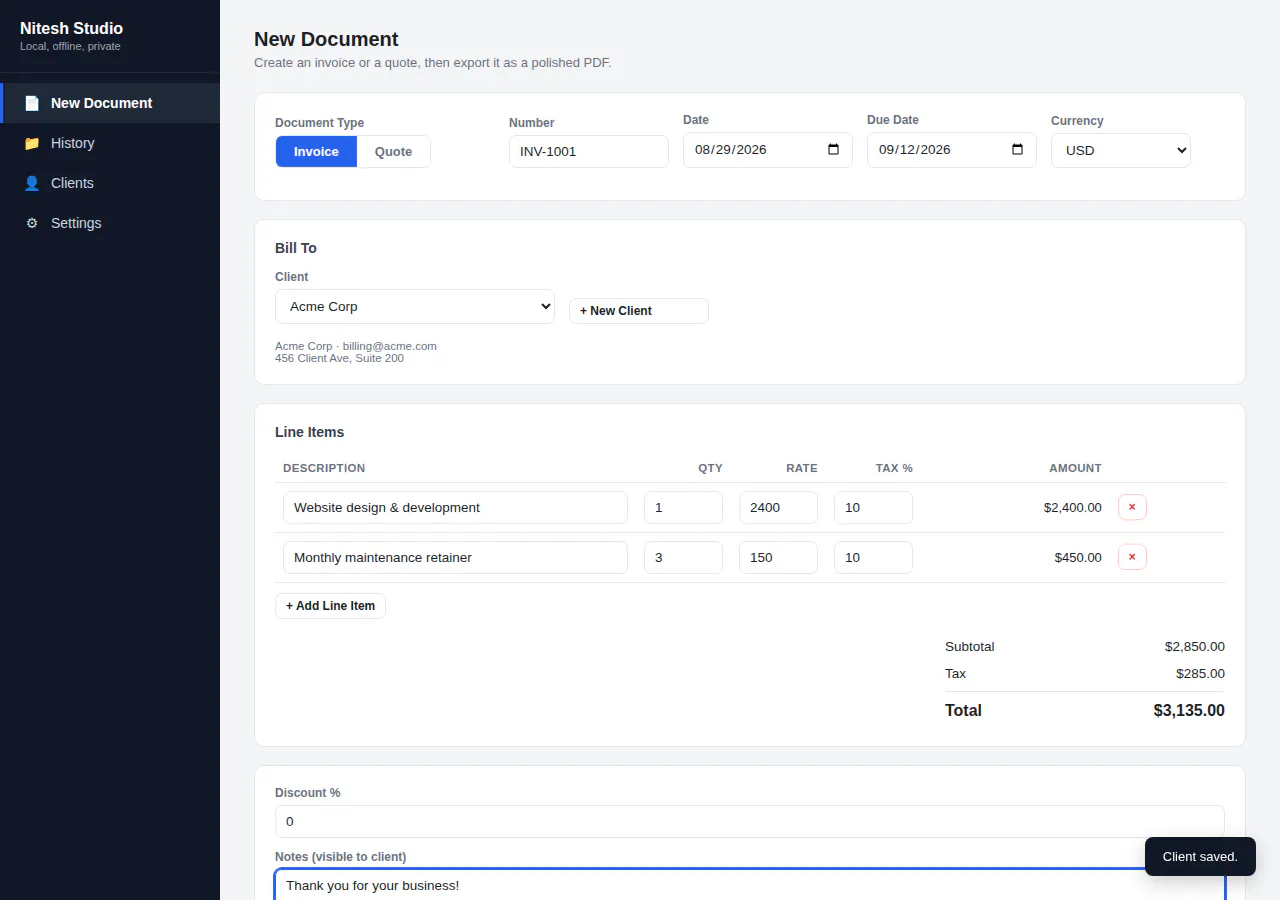 Invoice & Quote Generator Pro