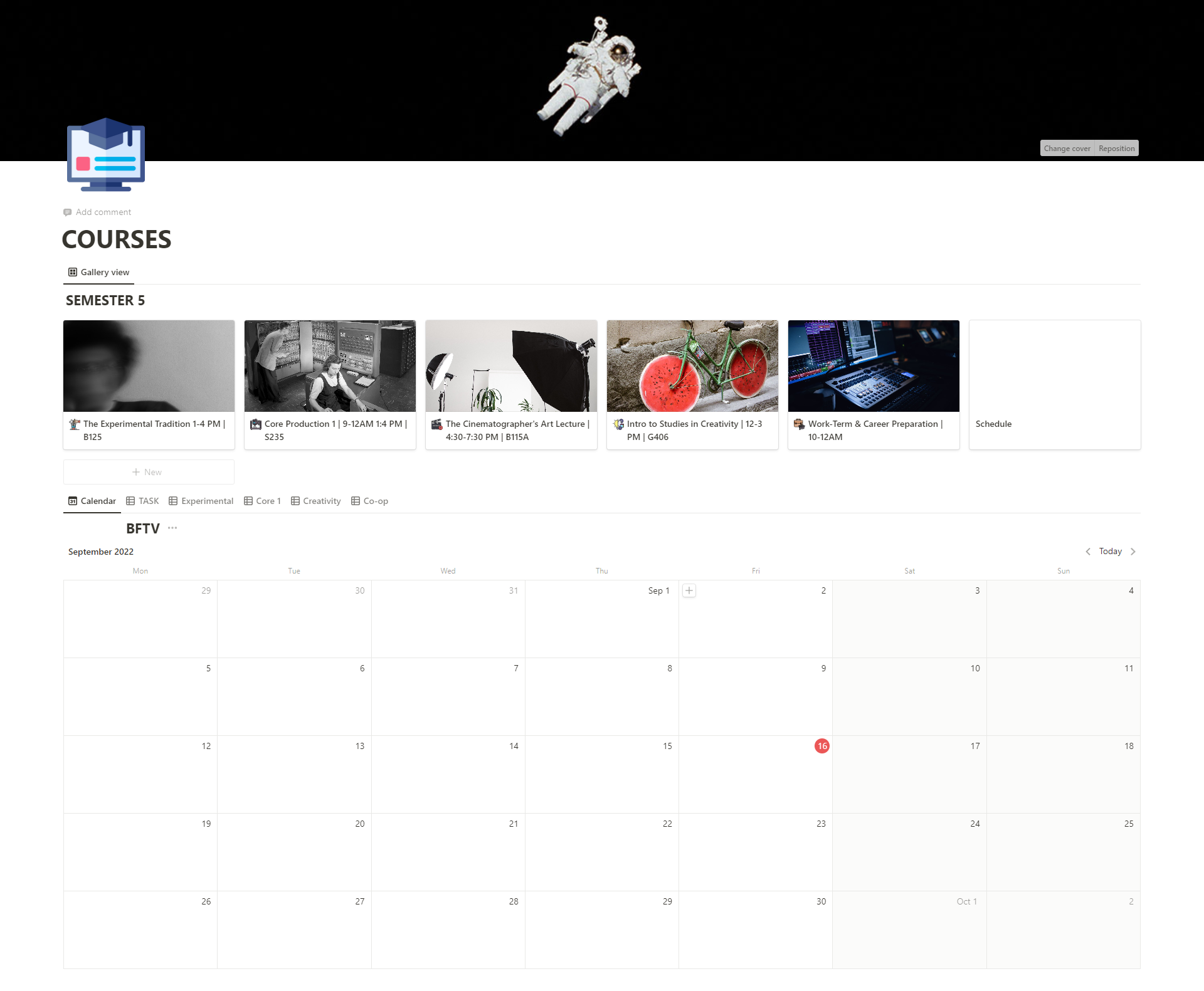 Template for the whole semester 