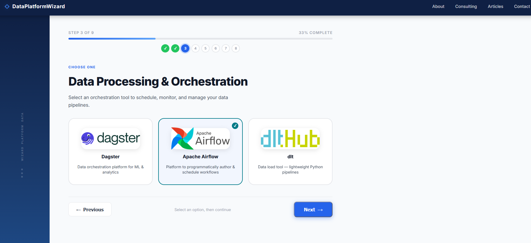 Data Platform Wizard — Build Your Stack gallery image