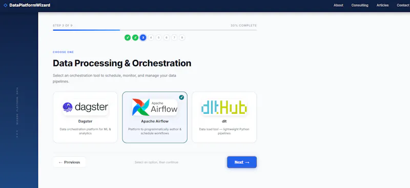 Data Platform Wizard — Build Your Stack screenshot 3