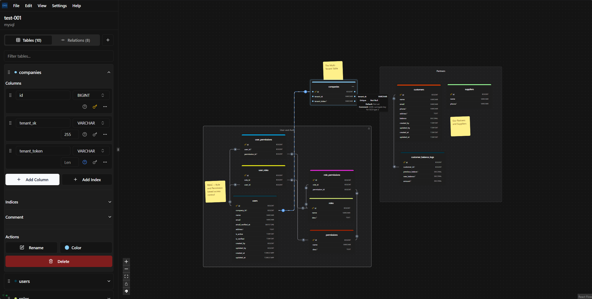 Média Thoth plan - Designer DB visuel gratuit avec édition de dragsters, exportation et migrations 2