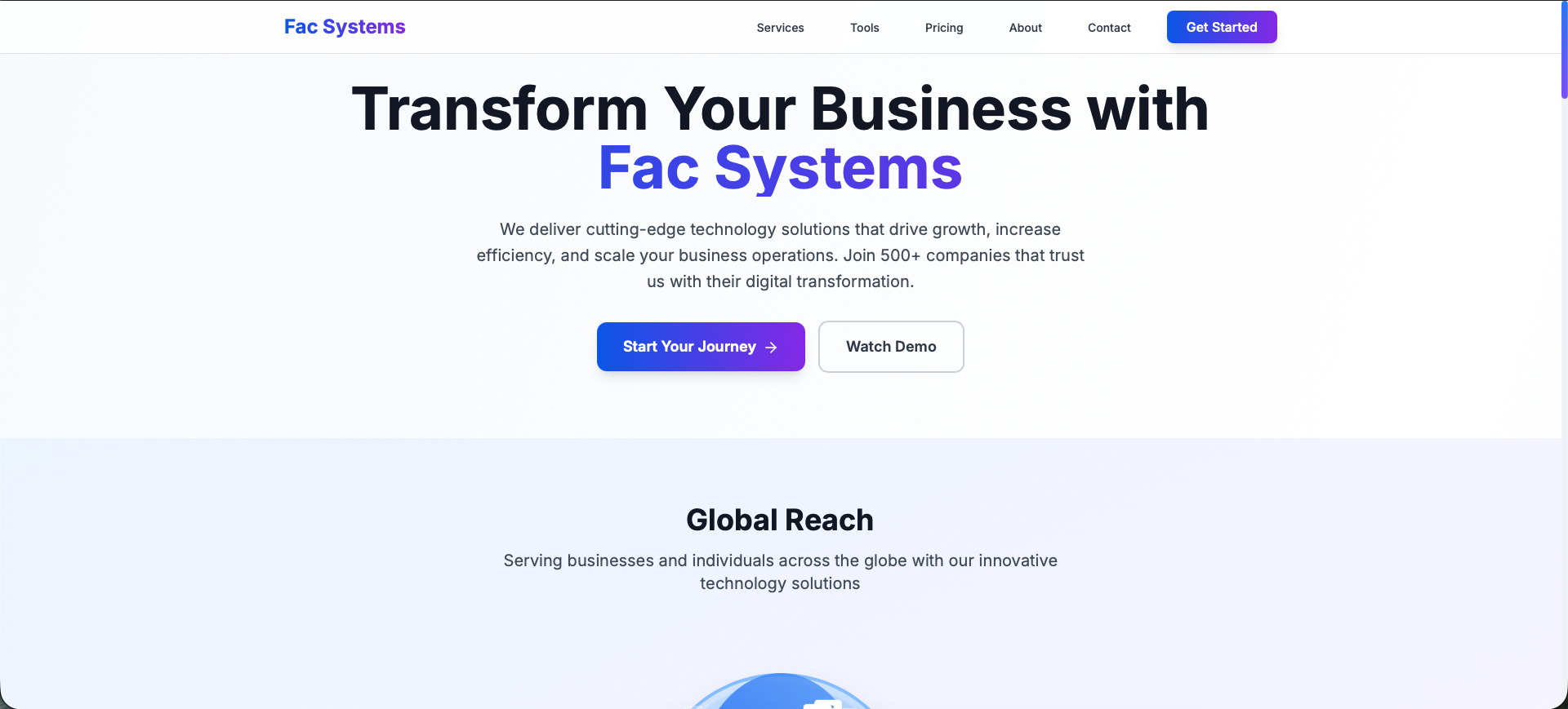 Fac Systems - Main product screenshot demonstrating key features and user interface