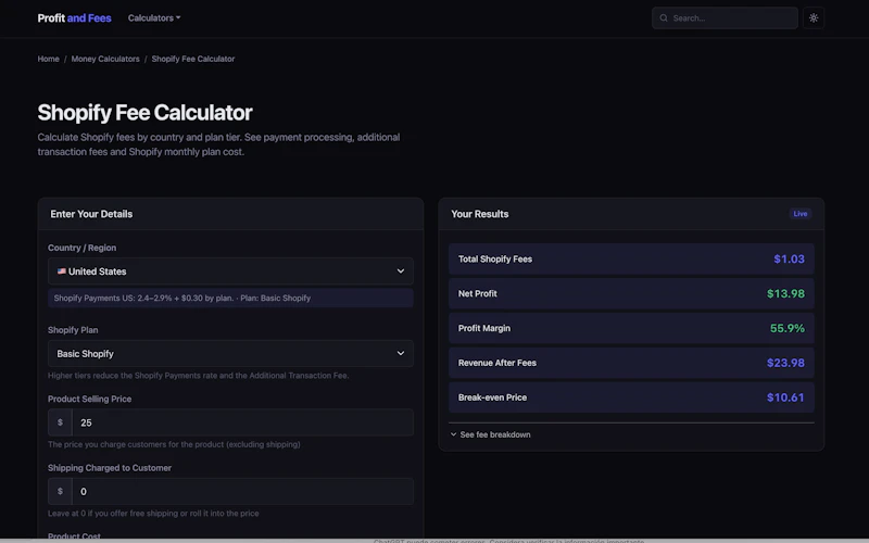 Profit and Fees screenshot 4