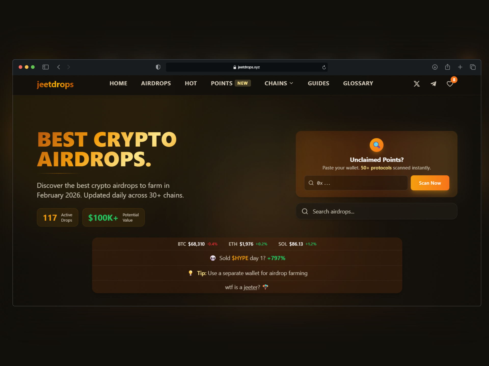 Jeetdrops - Main product screenshot demonstrating key features and user interface