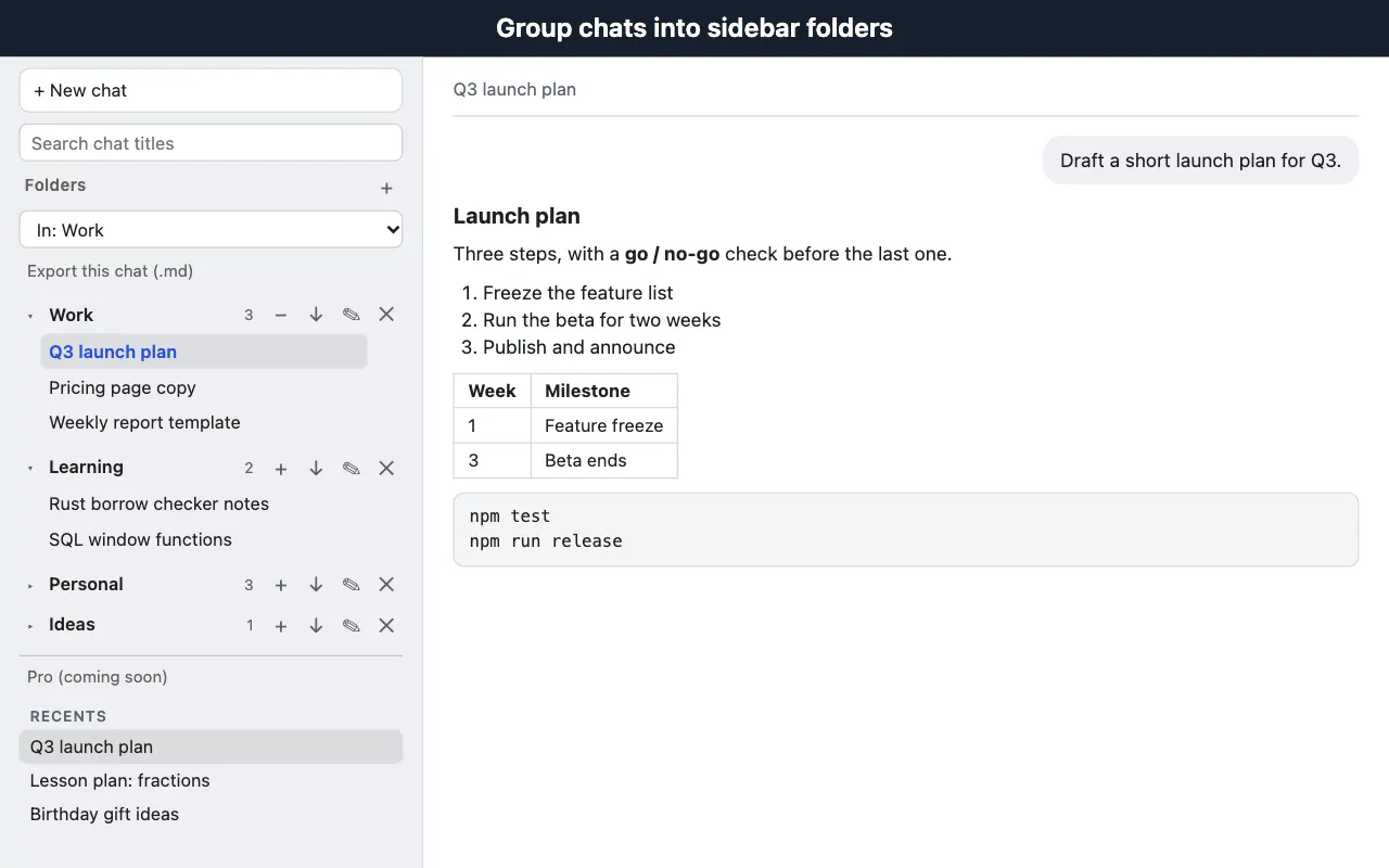 Chat Folders for Claude gallery image
