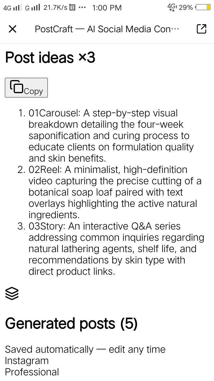 PostCraft AI,SocialMedia ContenGenerator gallery image