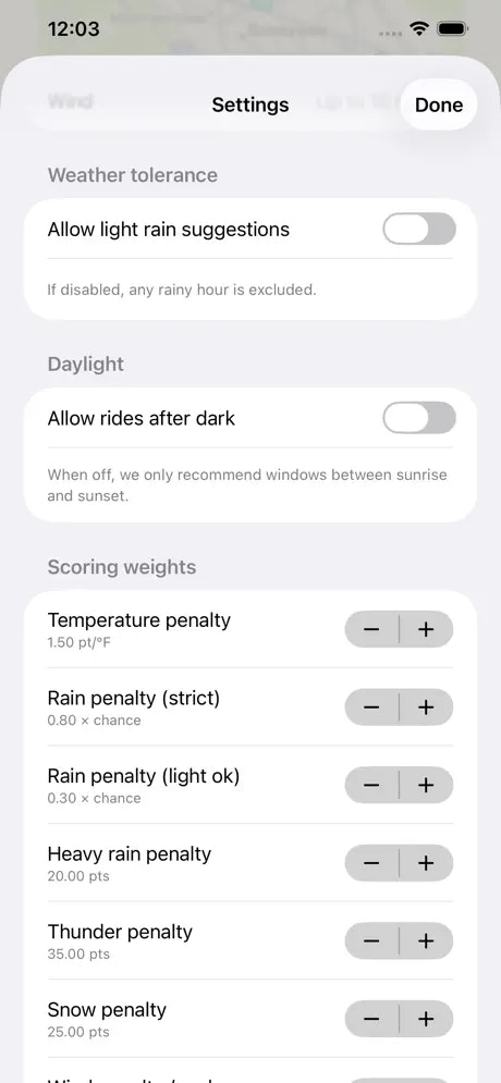 Best Time to Bike App - Screenshot 2 preview
