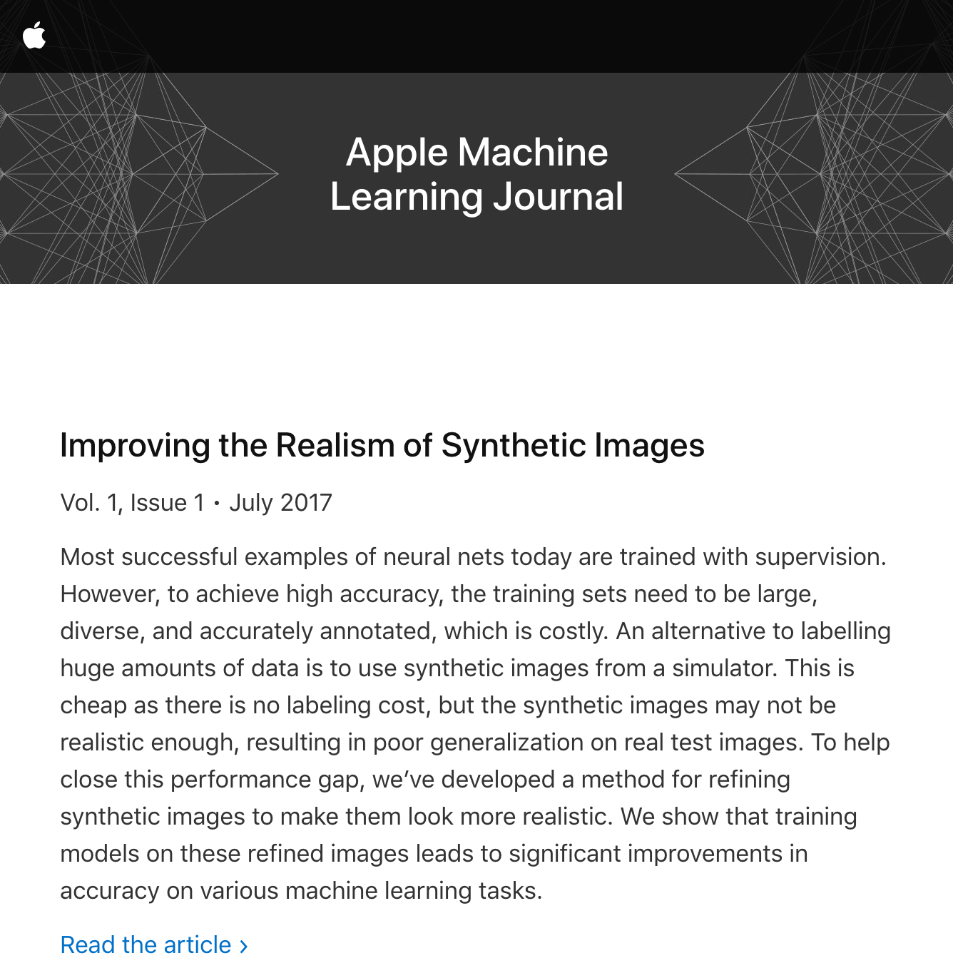 apple machine learning journal