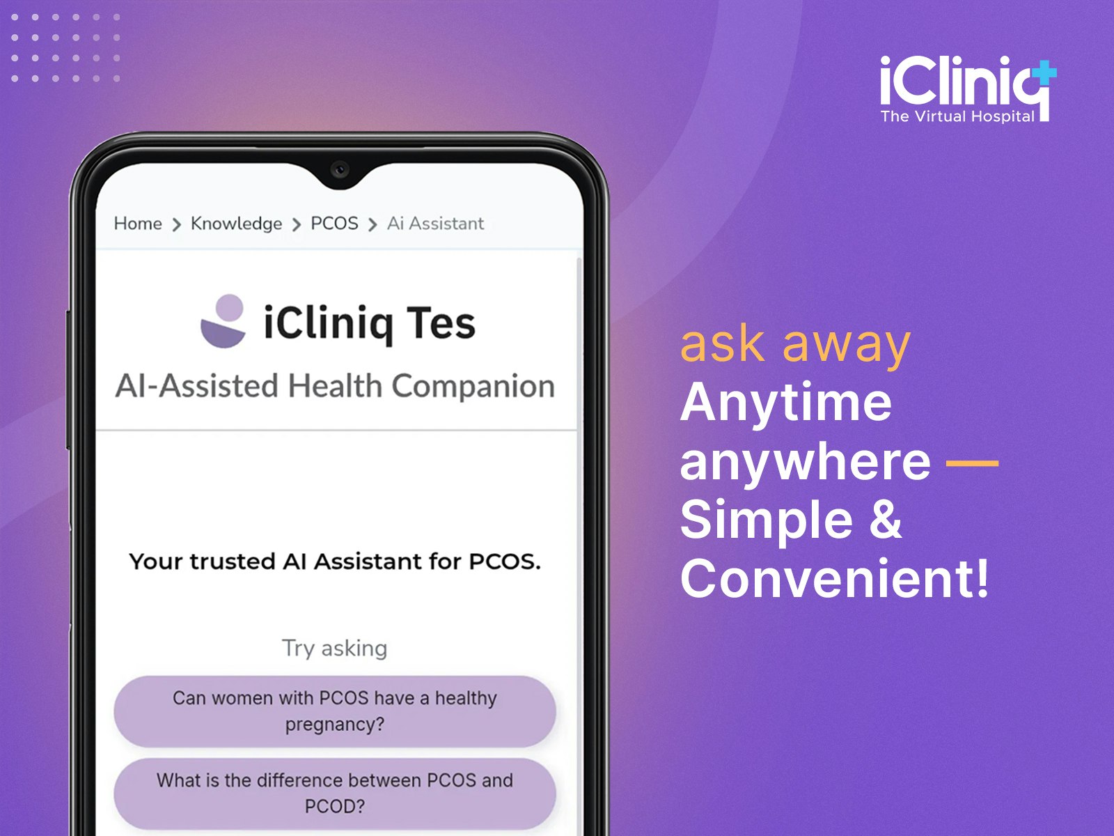 Media Icliniq TES - Pembantu PCOS AI - Dibuat oleh pakar perubatan 2