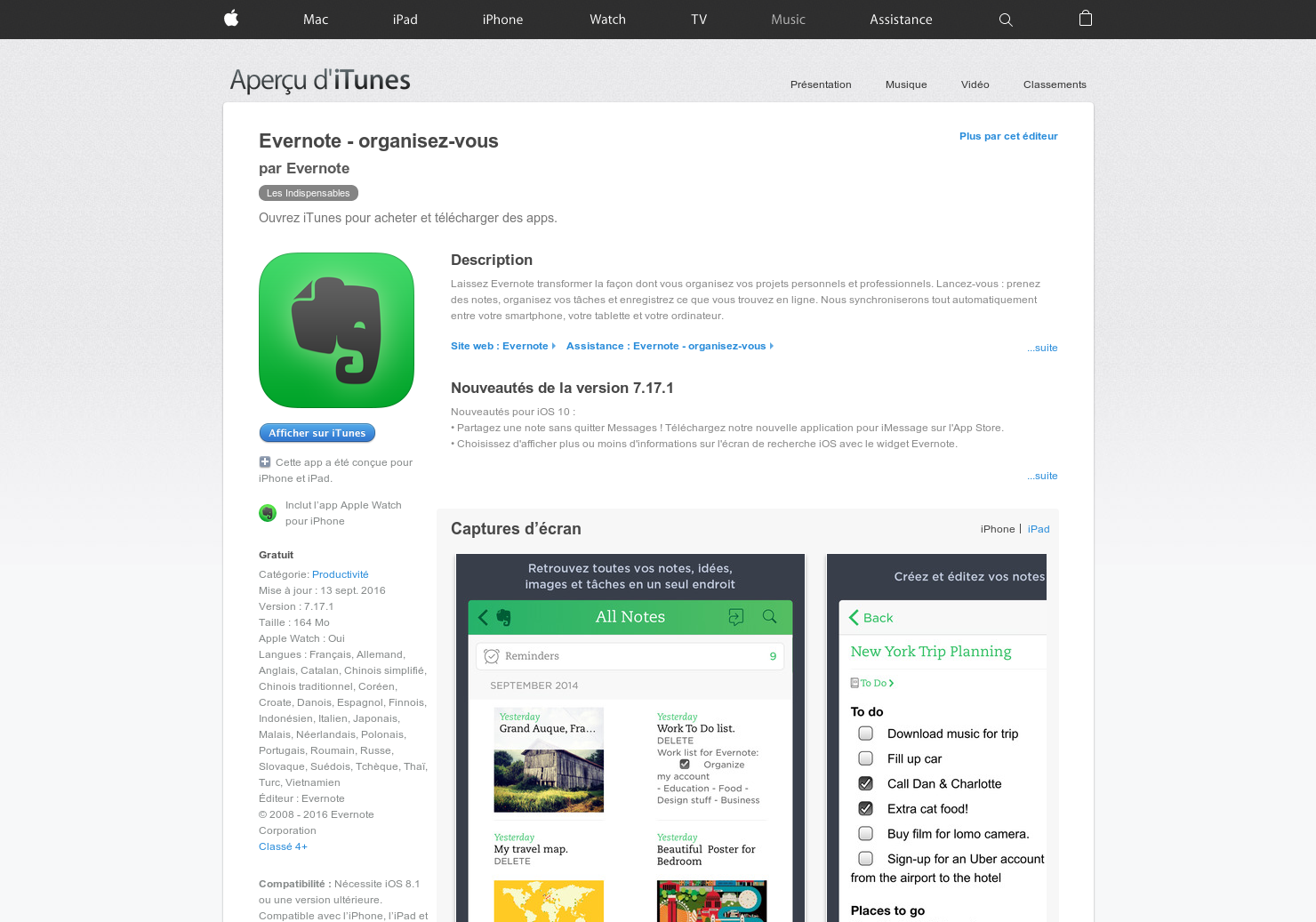 Evernote for Apple Watch
