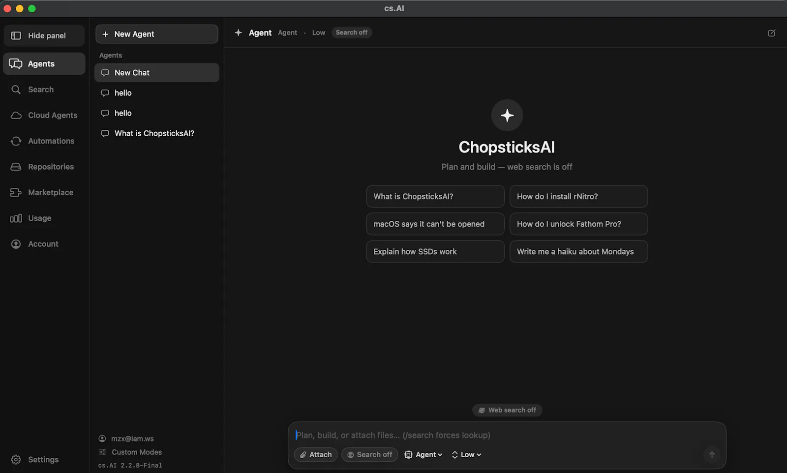 cs.AI (ChopsticksAI) screenshot 2