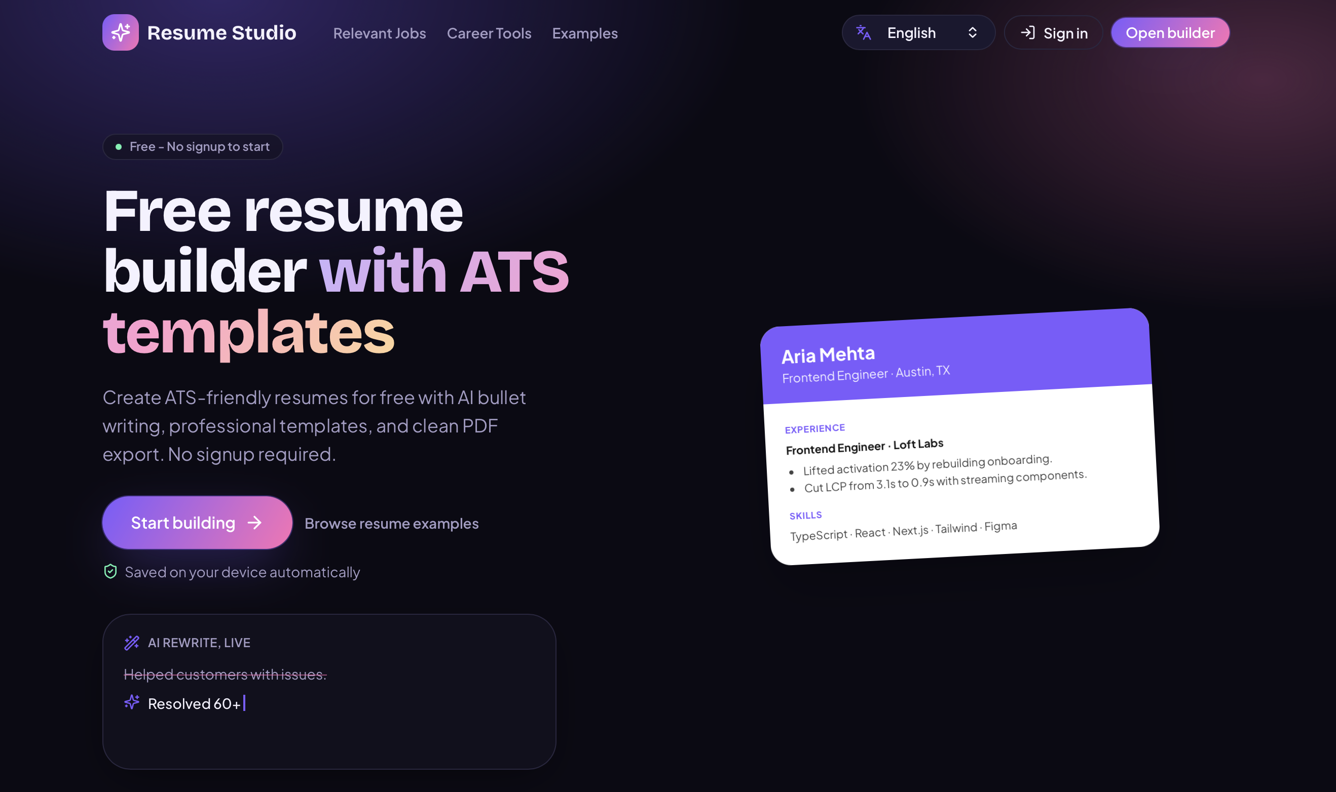 Free Resume Studio gallery image