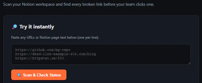 Broken Links Finder for Notion gallery image