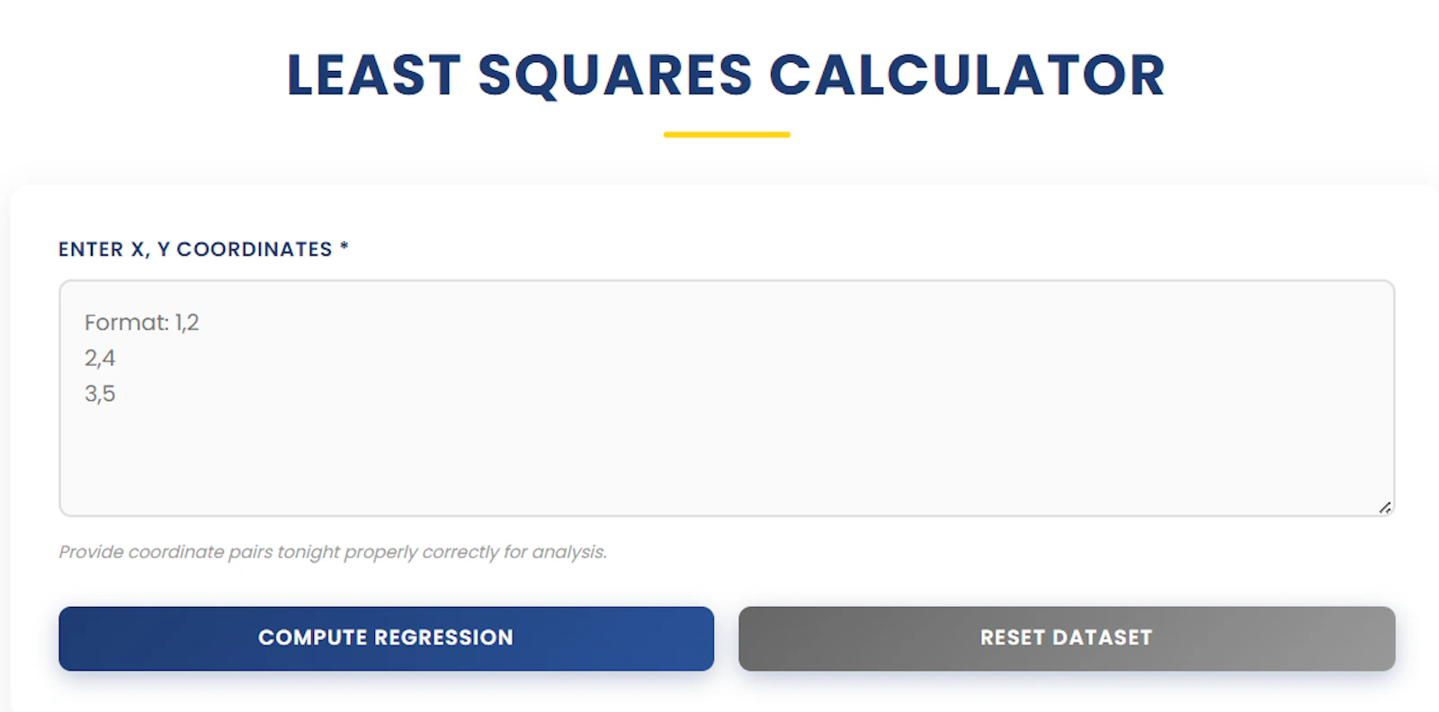 Least Squares Calculator screenshot 1