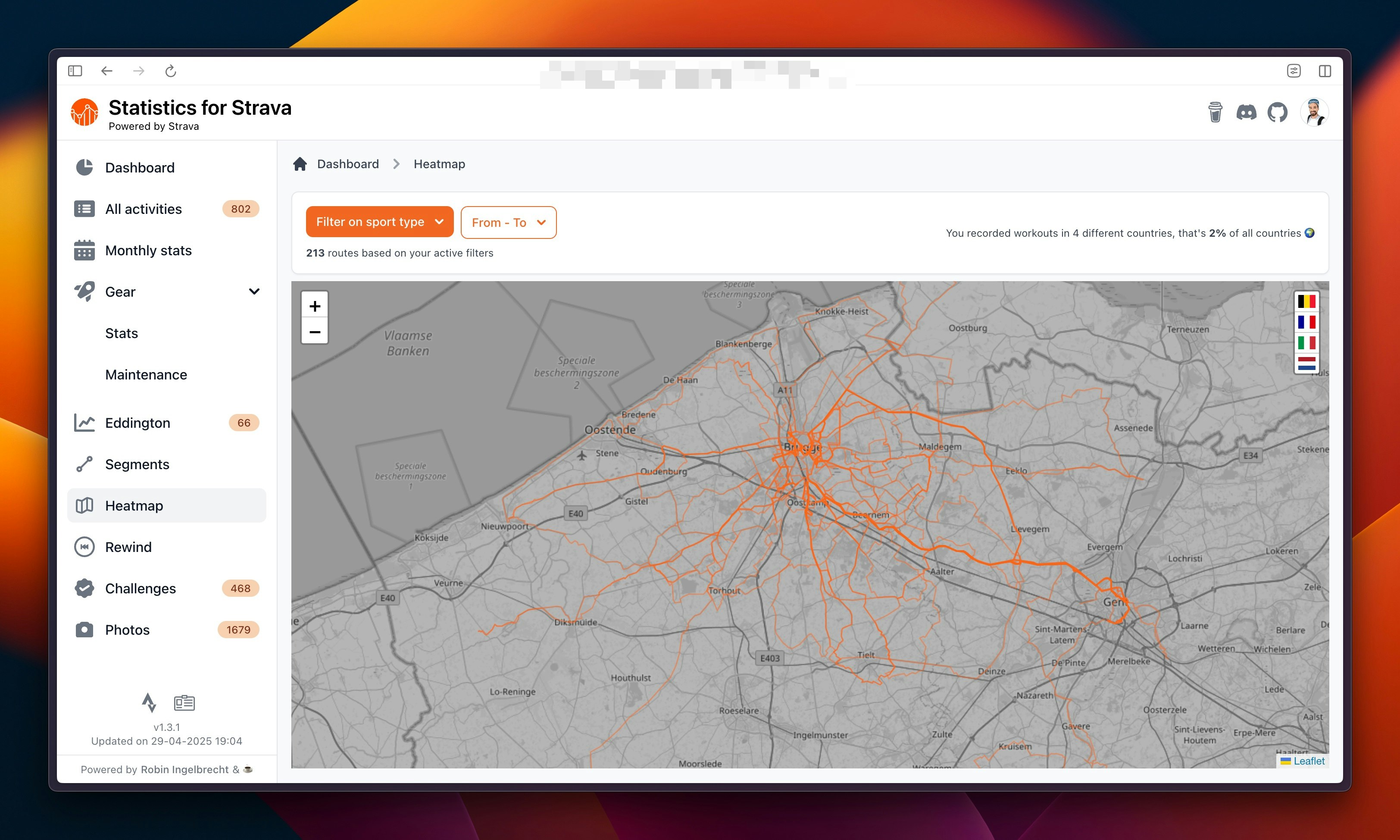 สถิติสำหรับ Strava - สถิติที่โฮสต์ตนเองสร้างขึ้นโดยใช้ข้อมูล Strava media 4