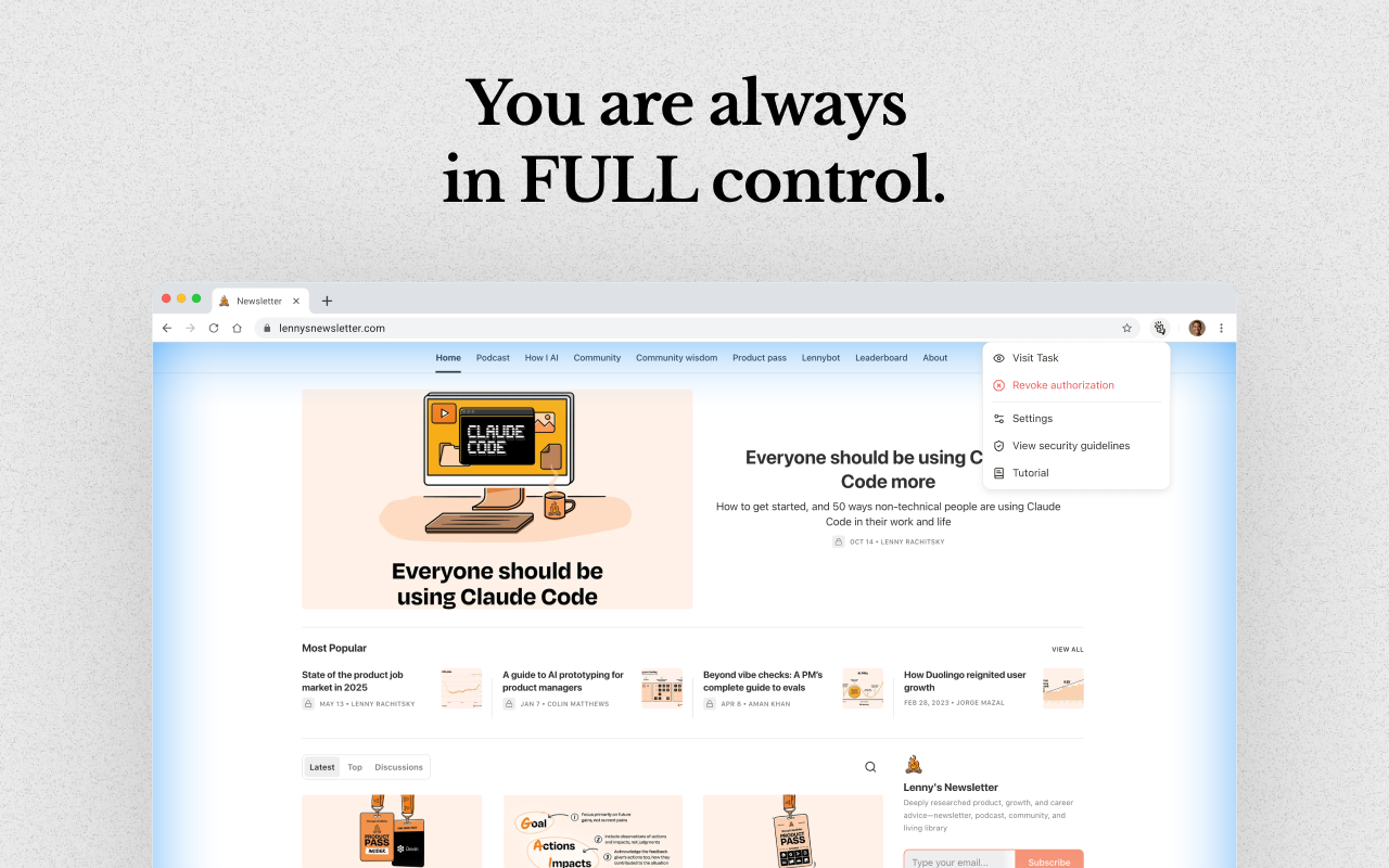 Manus Browser Operator - Screenshot 2 showing product features and functionality