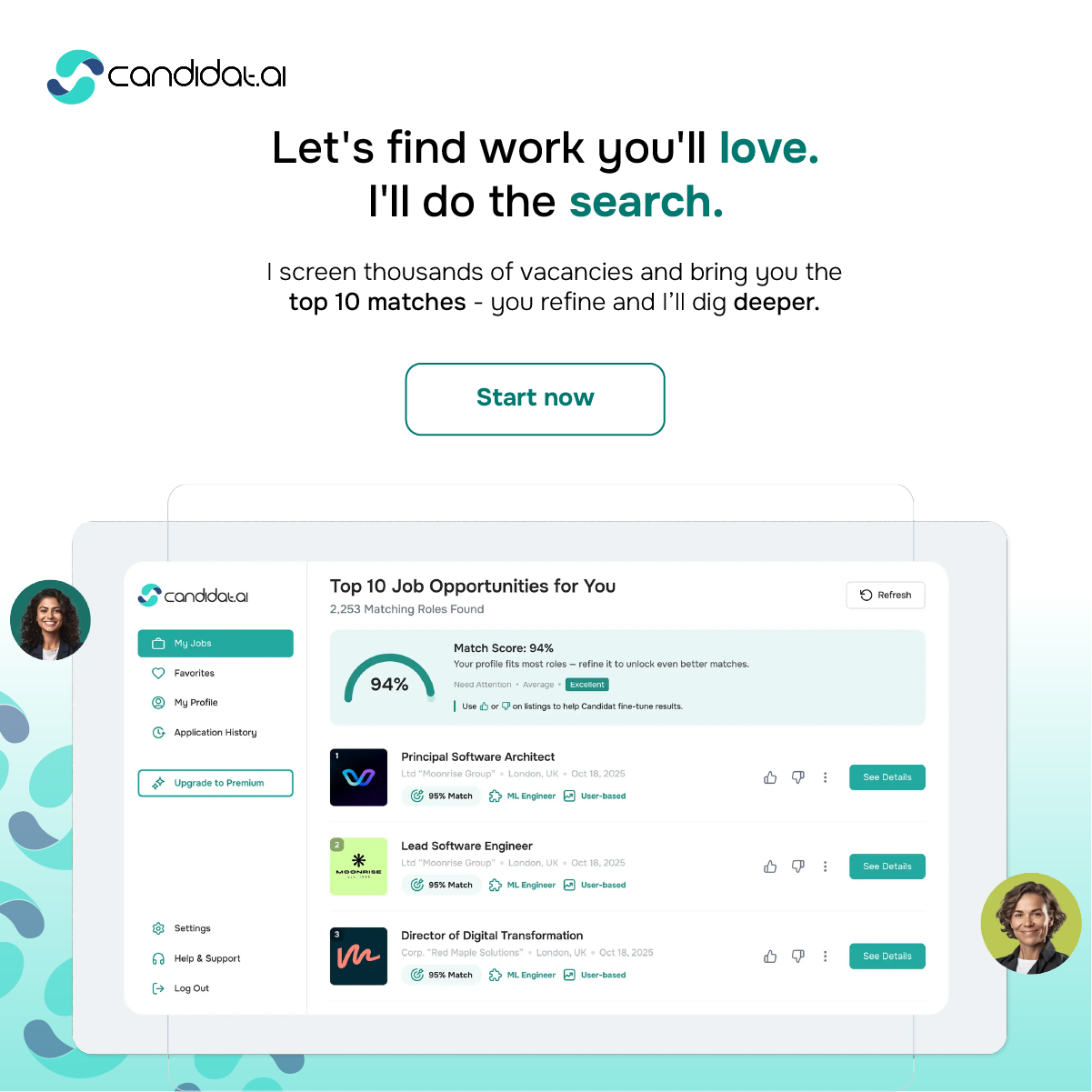 Candidat.ai - Main product screenshot demonstrating key features and user interface