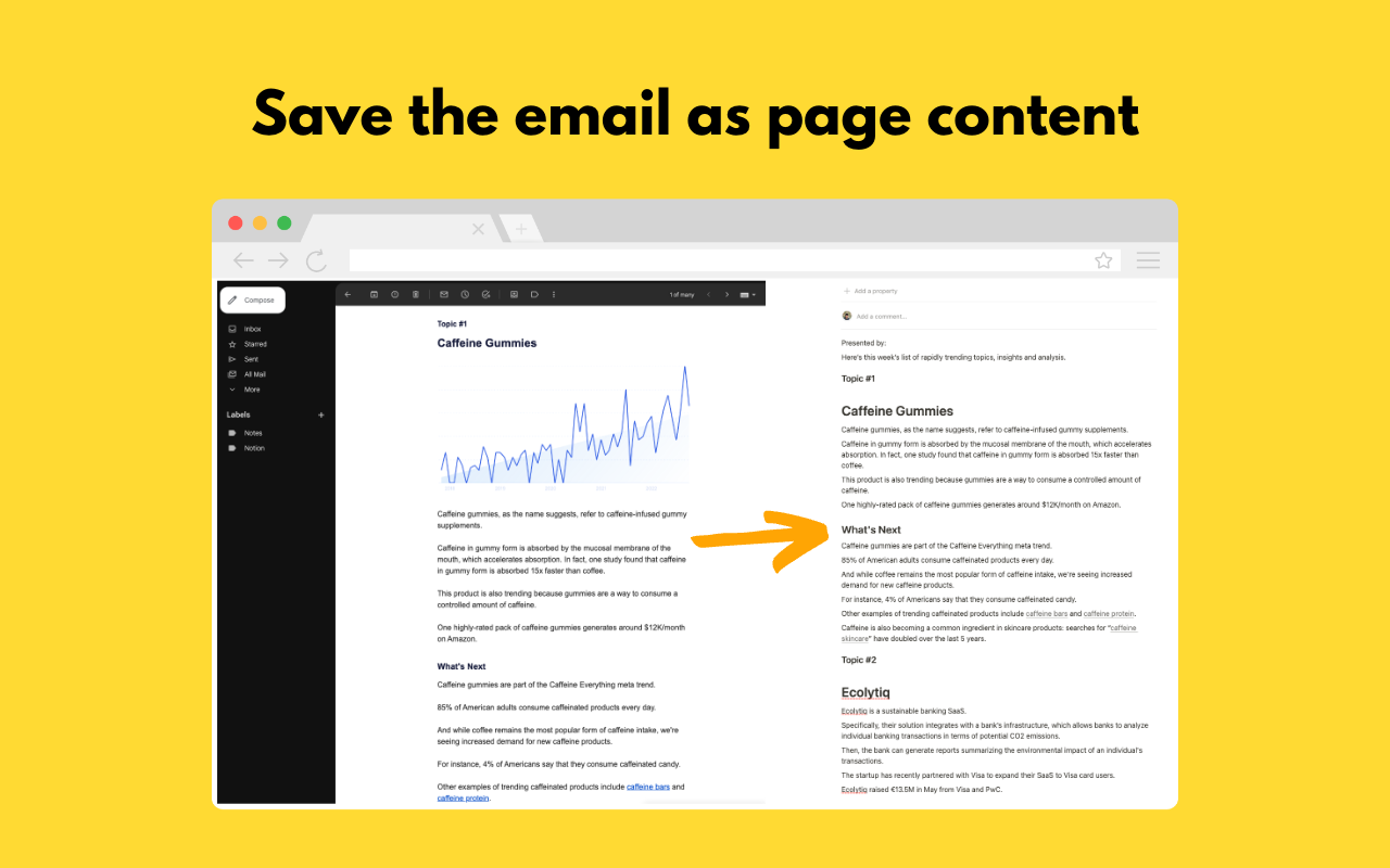 빠른 - 한 번의 클릭으로 Gmail 이메일을 개념 데이터베이스에 저장하십시오. 미디어 4
