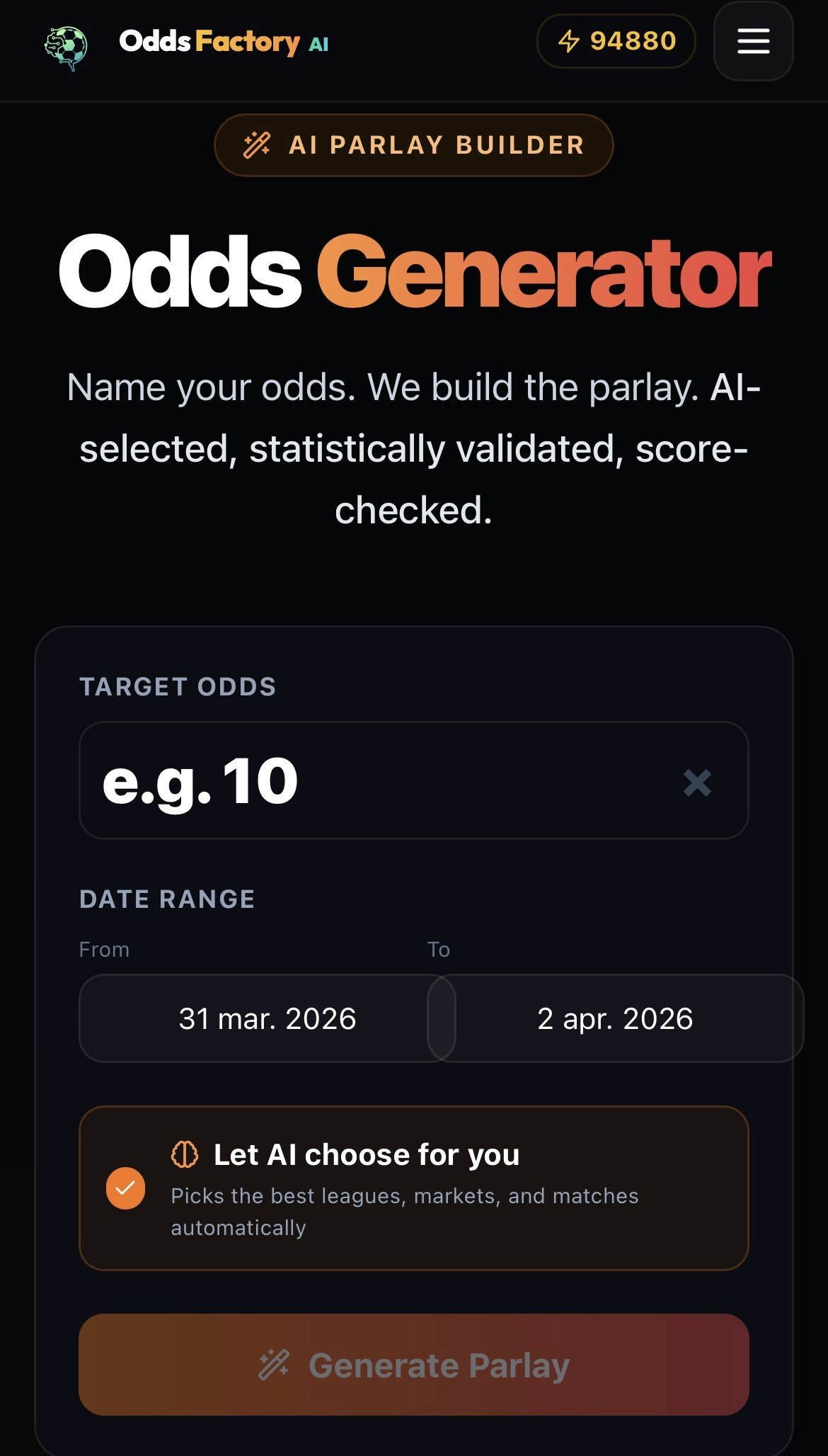OddsFactoryAI - AI betting tool  gallery image