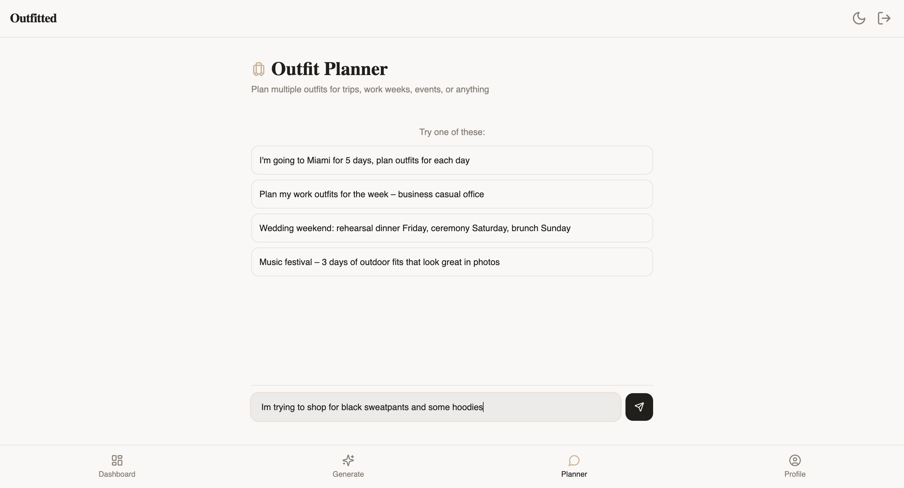 Outfitted - Screenshot 4 showing product features and functionality