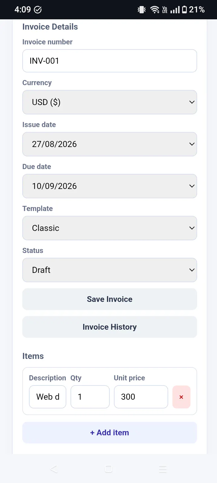 InvoiceBlade — Freelancer Invoice gallery image