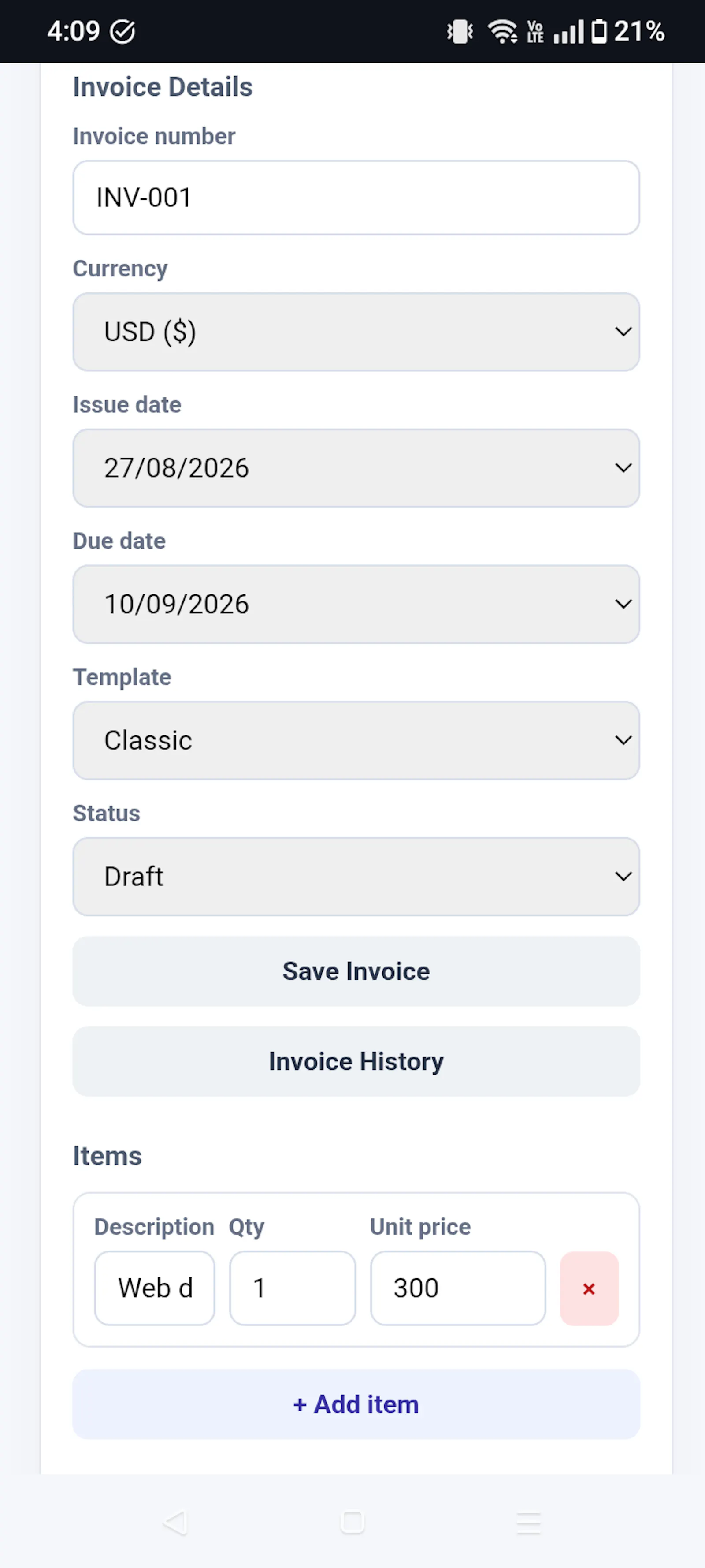 InvoiceBlade — Freelancer Invoice screenshot 3