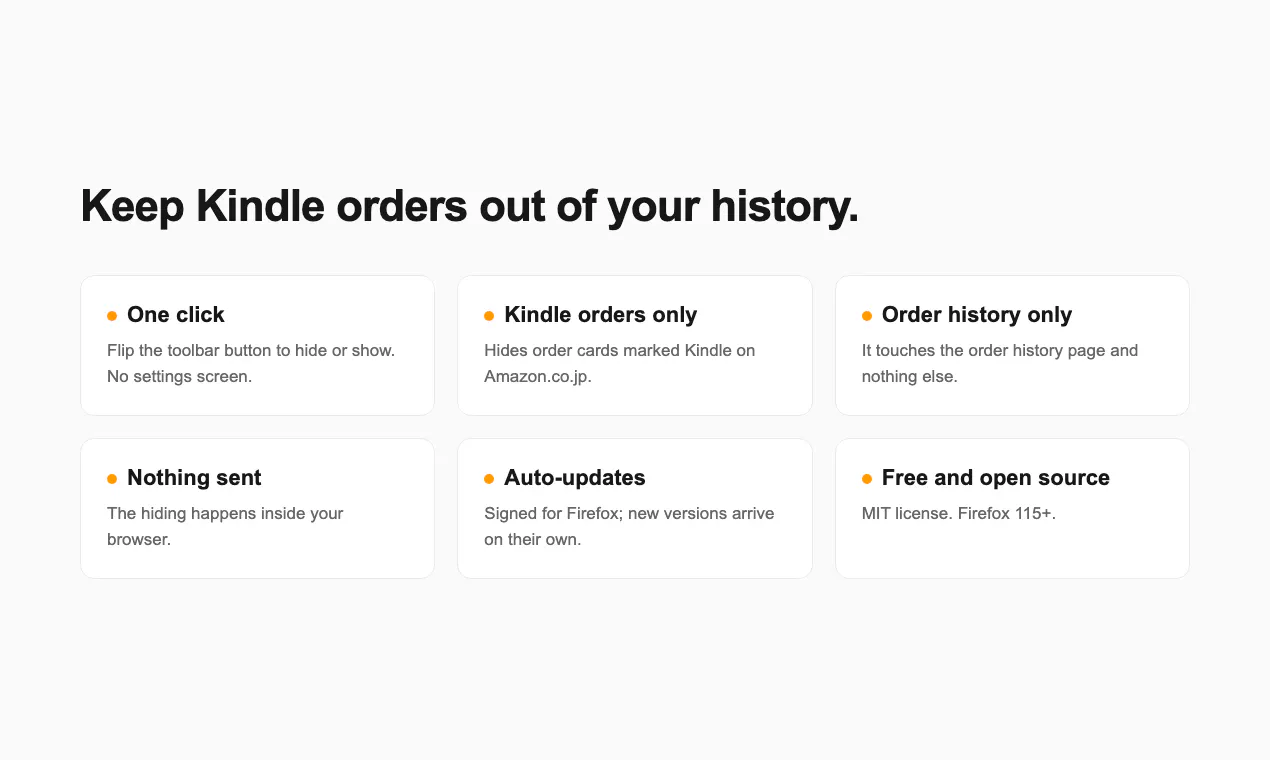 Hide Kindle Orders gallery image