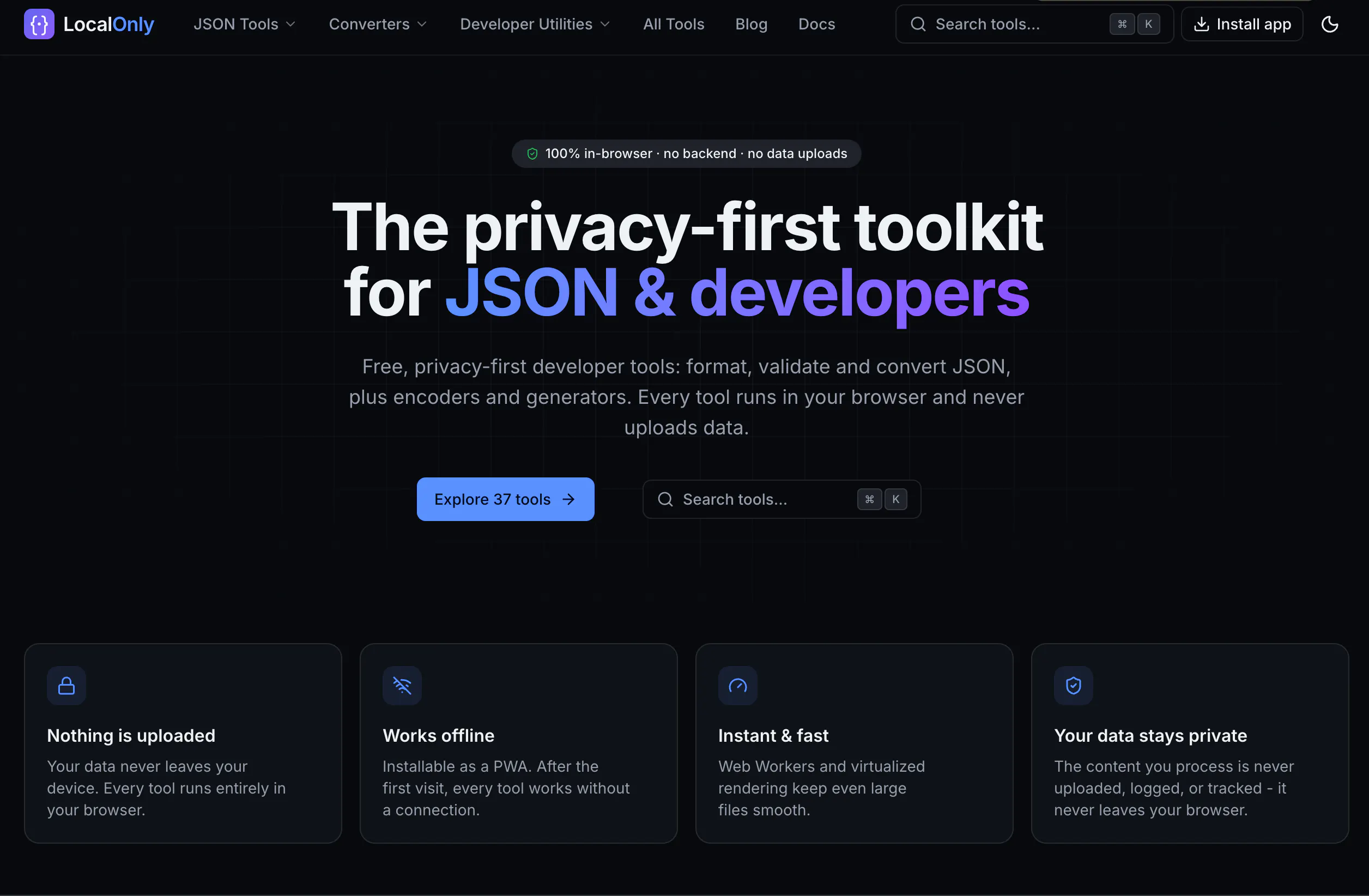 LocalOnly: toolkit for JSON & developers gallery image