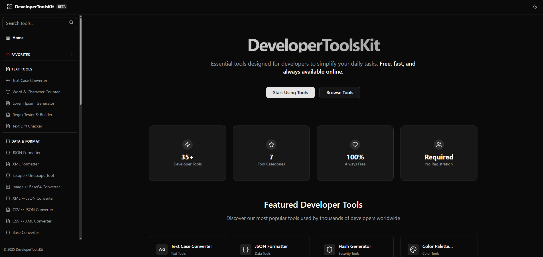 DeveloperToolsKit - 必不可少的開發人員工具 - 始終免費和在線。 media 1
