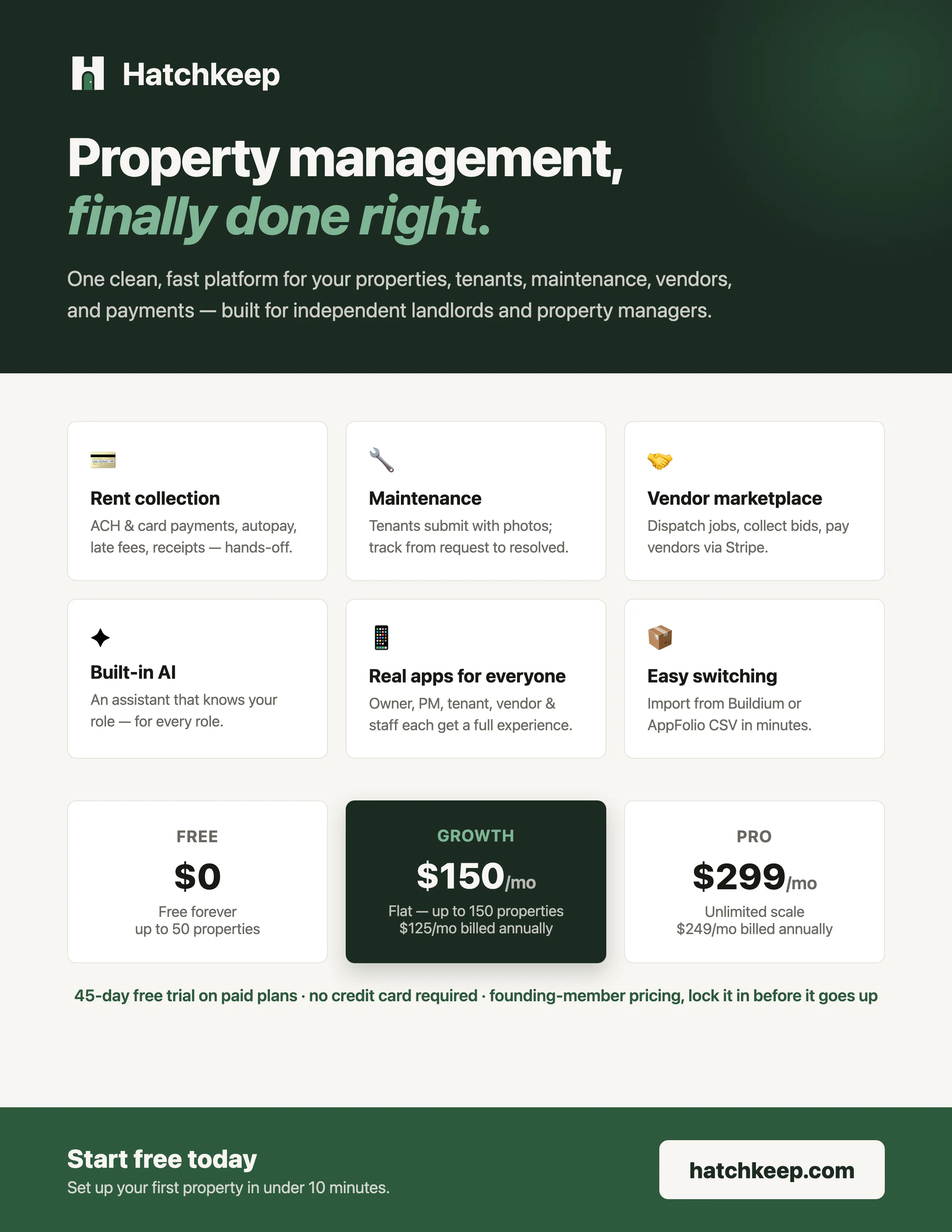 Hatchkeep — Free Property Management  gallery image