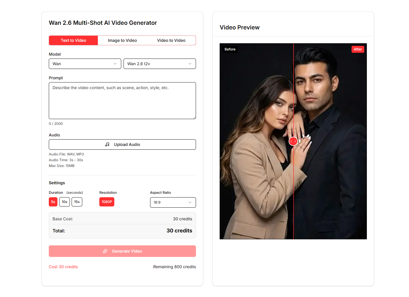 Wan AI Generator - Screenshot 2 showing product features and functionality