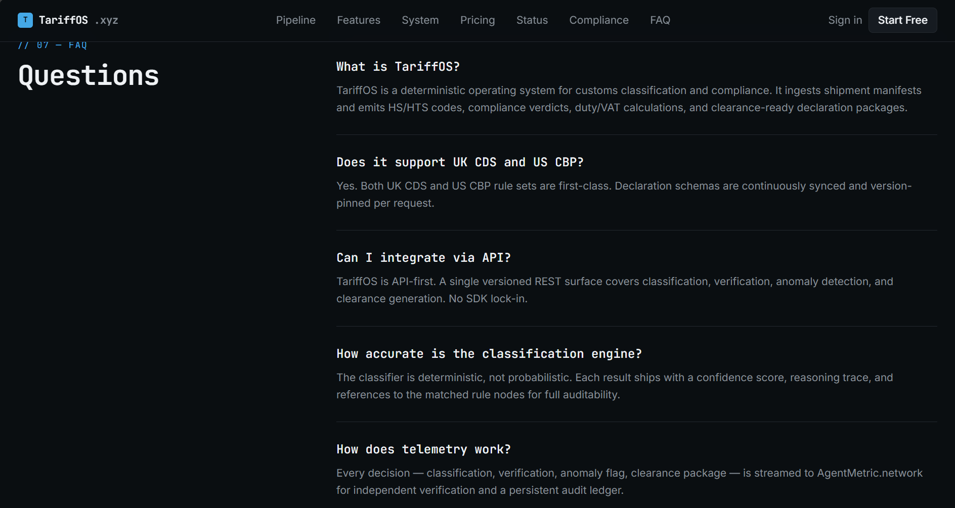 TariffOS Customs compliance engine gallery image