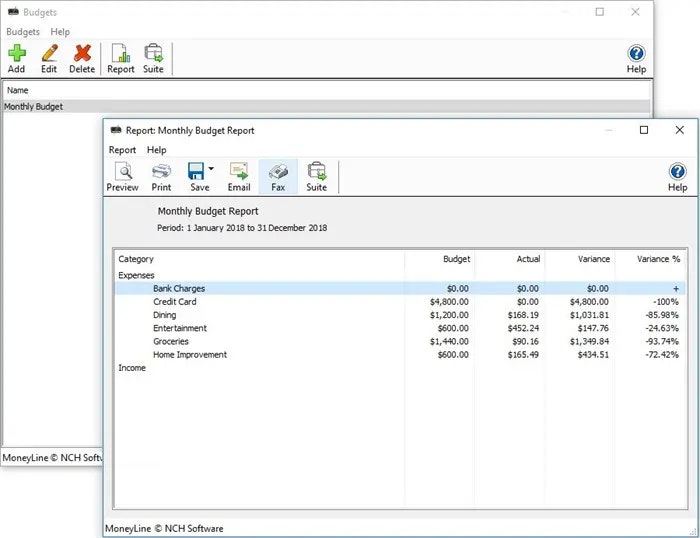 Software de finanzas personales de Moneyline media 5