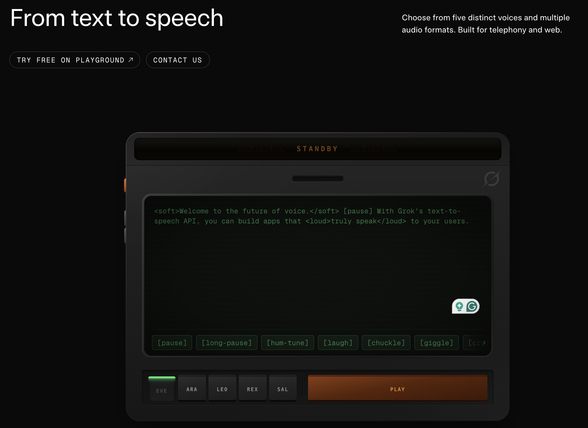 Grok's Text to Speech API  gallery image
